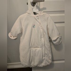 Cozy Cream Hooded Baby Outdoor Suit with Penguin Accent